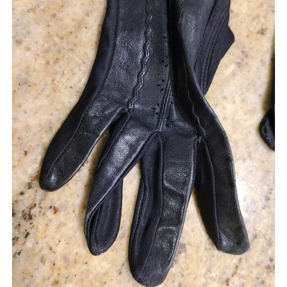 Vintage Size XS 6 Lady Gay Black Leather Stretch Formal 9.5